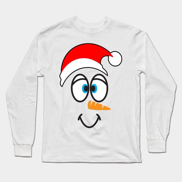 snowman face Long Sleeve T-Shirt by MZeeDesigns